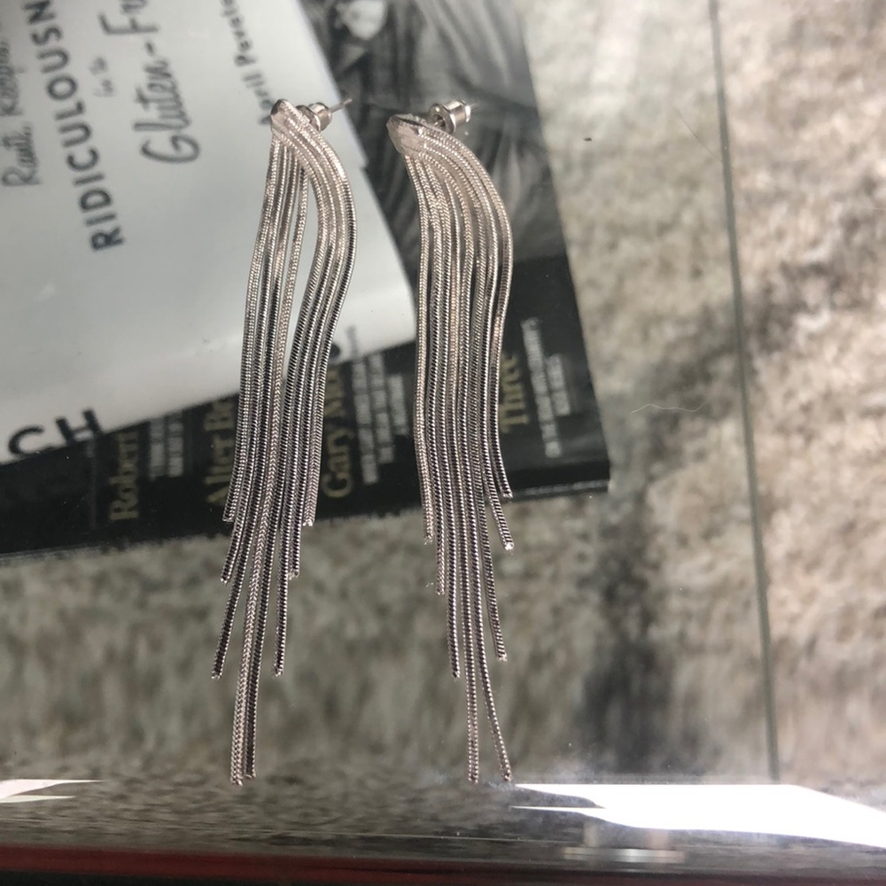 Silver long earrings
